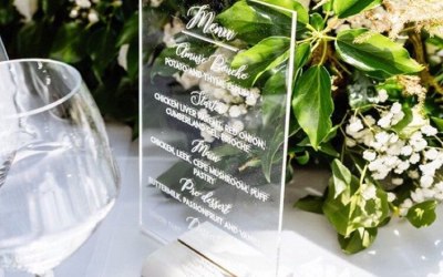 Printed clear acrylic menu
