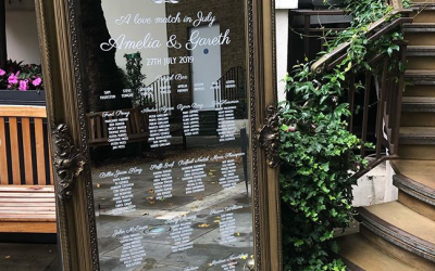 Full height gold mirror table plan- up to 350 guest names