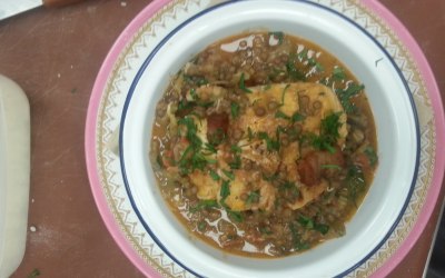 Hake, Lentils and Pancetta