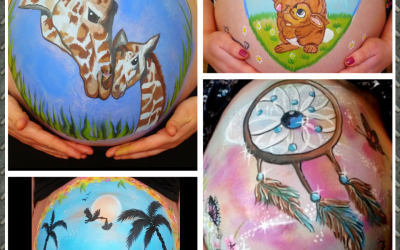 Various beautiful, bespoke pregnancy bump paintings