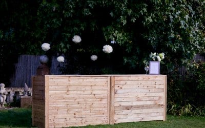 12ft rustic wooden bar for a garden wedding