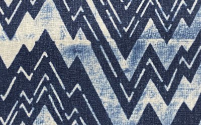 1920s Katagami stencil zigzags, indigo dyed
