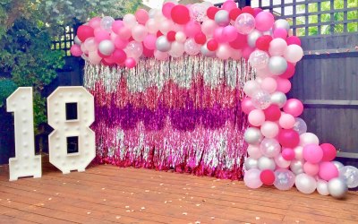 3m Shimmer wall, balloons and light up numbers