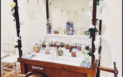 Our gorgeous rustic candy cart - can be personalised and hired with or without sweets! 