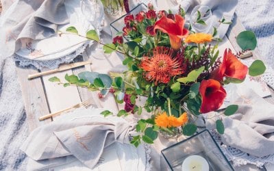 Boho picnic micro wedding. 