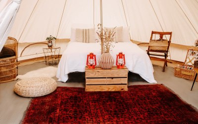 Ysella Bell Tent Hire, Cornwall. Bell Tent interior 