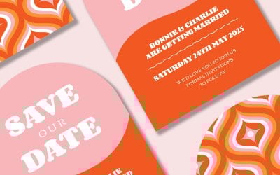Retro style save the date with paisley pattern