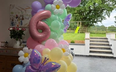 Large Balloon arch with Number and 7 Foil add ons