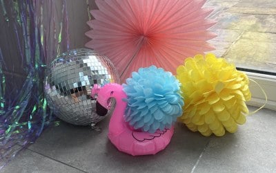 Decorations for Event - Disco Ball, Foil Curtain & Paper Fan Decorations 