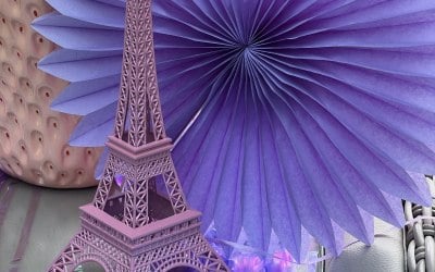 Decorations for Event - Eiffel Tower Prop and Paper Fan