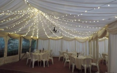 Marquee with linings and lighting 