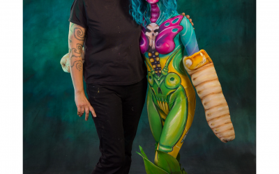 Lead Artist Heather Saxon-Porter with her 1st place Body Painting. Awarded Body Painter of the Year 2024.