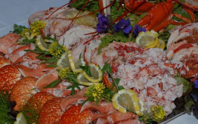 Fish platter on buffet table