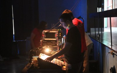 Audio and Lighting engineers at a large event