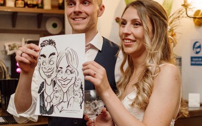 Bride and Groom drawn together