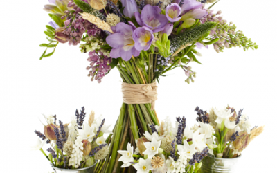 Country garden display including wheat 