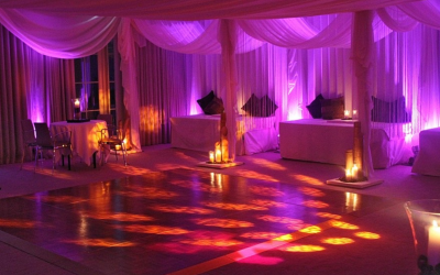 Drapes booths and lights