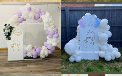 Bespoke baby shower displays, we have several different backdrops available which include hoops sailboards sequin walls and flower walls. We also have the wooden Baby blocks available to hire contact us now for a quote. For the baby shower of your dreams..