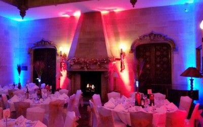 Gorgeous UpLighting inside wedding venue