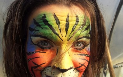 adult face painting rainbow tiger
