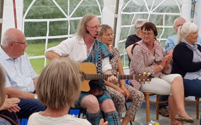 Singing at a garden concert