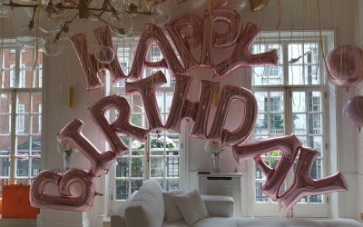 Rose Gold Happy Birthday Arch