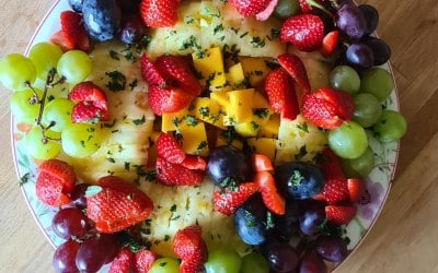 Fruit Salad with mint dressing 