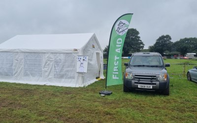 Our large first aid tent, containing 2-3 treatment bays