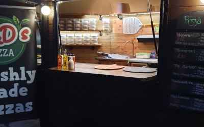 View looking at service hatch and internal of our converted Horsebox 