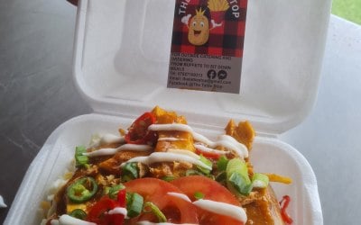 Chicken madras baked tattie