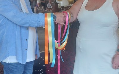 Handfasting with cord or ribbons 