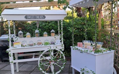 White sweets/ popcorn carts 