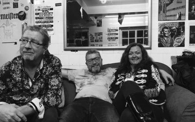 The green room, in black and white.