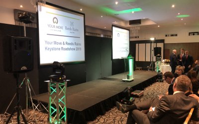 2 x 8ft x 6ft Rear Projection Screens, Surround, Stage, PA and Lighting