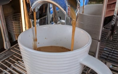 Pouring a great espresso.
