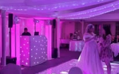 Our classic wedding setup with uplighters 