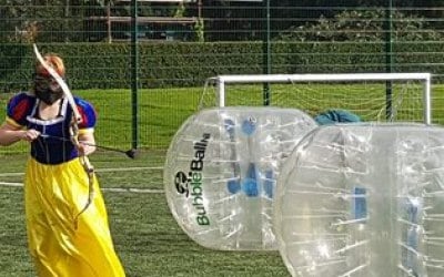 Hendo in Belfast playing both Bubble Ball games and Combat Archery