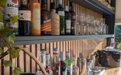 Inside our horsebox bar