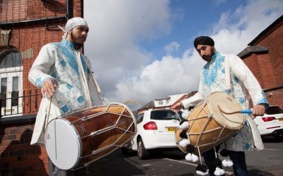 Our dholis in Oldham - Glodwick performing at a Jago