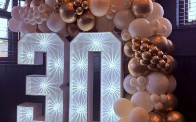 Light Up Number and Balloons