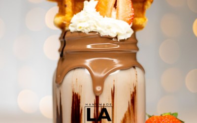 Our incredible chocolate, strawberry, waffle milkshake