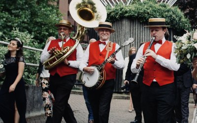 A wedding parade with Silk Street Jazz