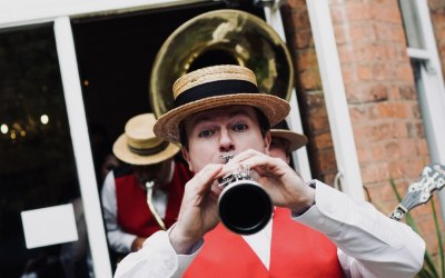 A wedding parade with Silk Street Jazz