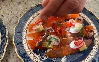 Citrus cured salmon salmon caviar 