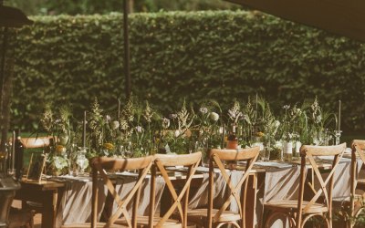 Rustic Trestle Tables and Chairs