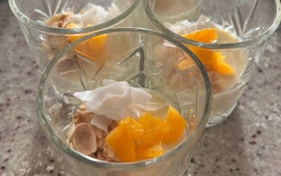 Yuzu lemon posset coconut almond orange 