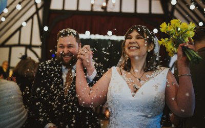 Kate and Anthony coming down the aisle