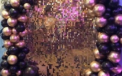 Sequin Backdrop and Balloon Garlands