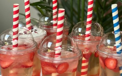 Strawberry Fruit Tea and Milk Tea with Strawberry Boba