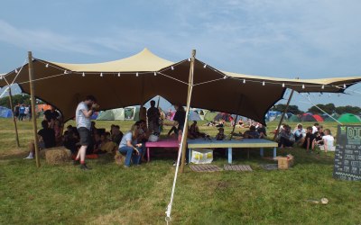 8 x 10m stretch tent up at a festival